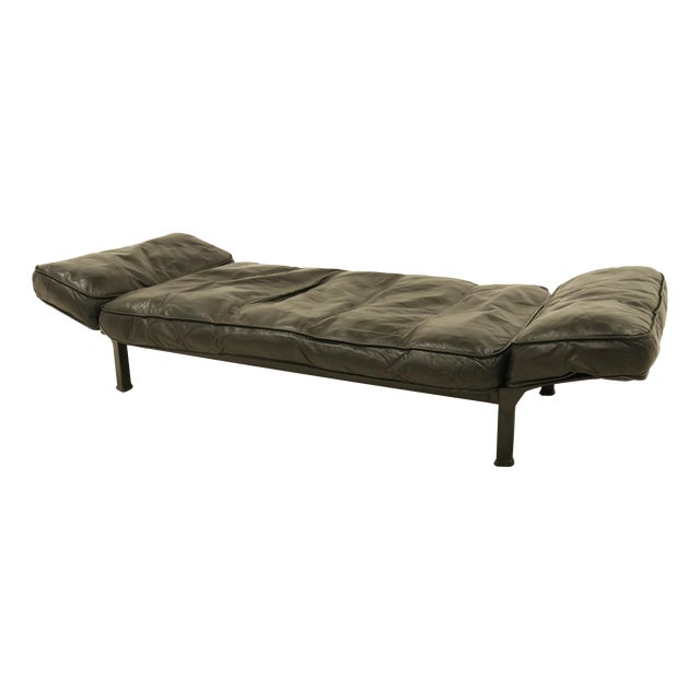 Daybed in Black Leather by Zanotta, 1990s For Sale