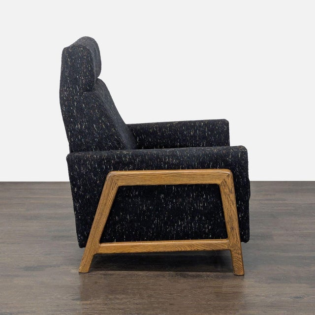 2010s West Elm Modern Black Fabric Recliner Lounge Chair With Wooden Frame For Sale - Image 5 of 9