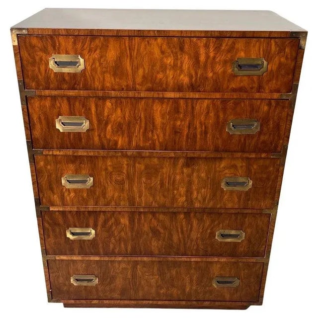 Walnut Campaign Dresser in the Style of Henredon For Sale - Image 13 of 13