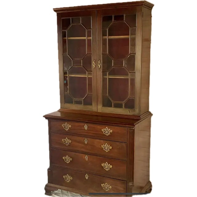 Chippendale American Chippendale Mahogany China Cabinet Bookcase For Sale - Image 3 of 18