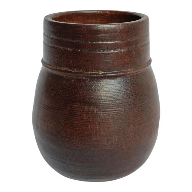 Vintage Nepal Wood Food Jar For Sale