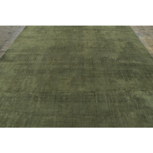 Rug & Kilim Vintage Distressed Textural Rug in Lush Forest Green Tones - Rug & Kilim For Sale - Image 4 of 7