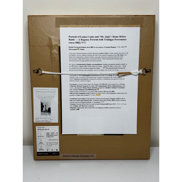 Historical Oil Painting Portrait of Louisa Cooke and “Mr. Quiz”: Home Before Trafalgar British Provincial School, in the Manner of George Romney For Sale - Image 16 of 18