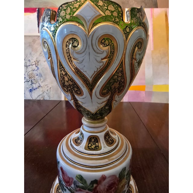Antique Moser Bohemian Glass Large Overlay Centerpiece For Sale - Image 4 of 8
