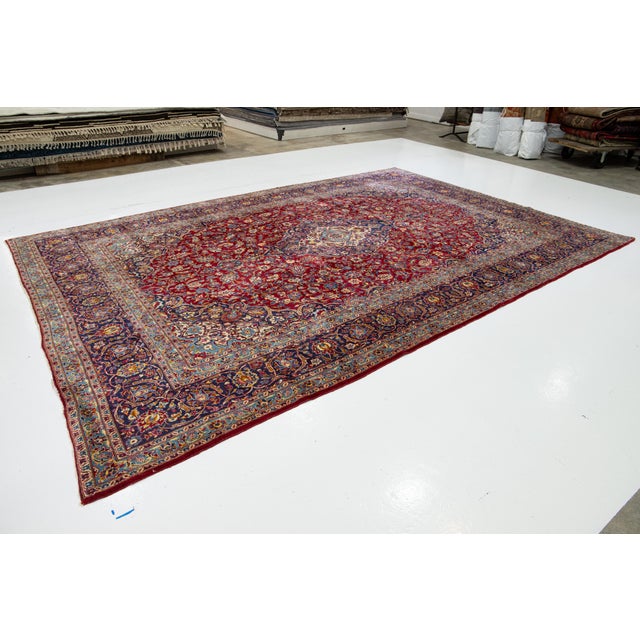 Traditional Vintage Red Mahal Hand-Knotted Wool Rug With Medallion Design For Sale - Image 3 of 10