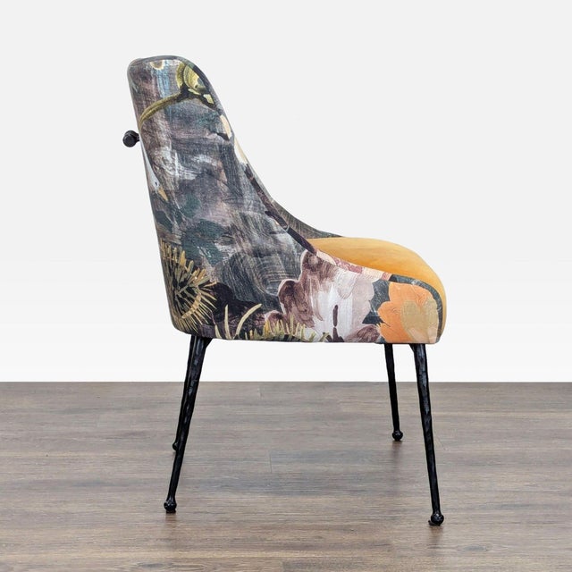 Anthropologie Anthropologie Bara Floral Velvet Lounge Chair With Swan Motif For Sale - Image 4 of 10