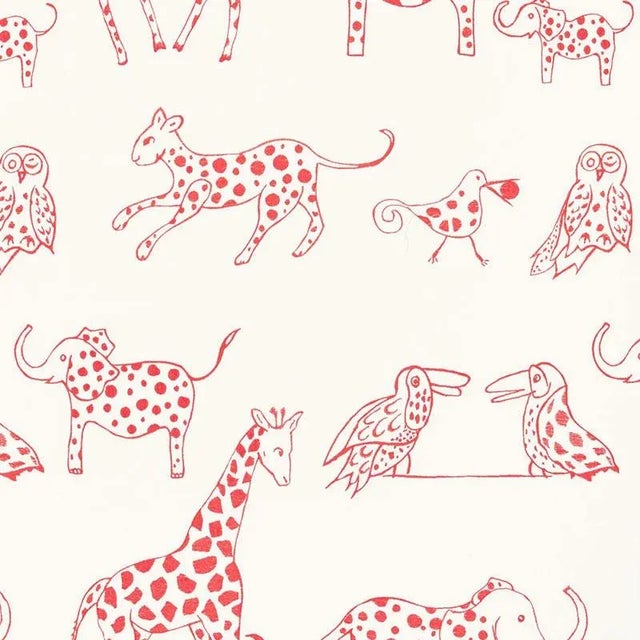 Abstract Sample - Schumacher Jungle Jubilee Fabric in Punch For Sale - Image 3 of 3