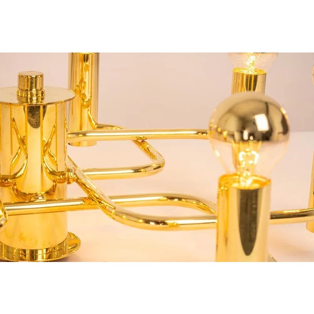 Gold Mid-Century Brass Chandelier, 1970s For Sale - Image 8 of 10