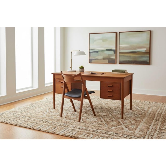 Brown Teak Desk by Børge Mogensen for Søborg Møbelfabrik, Denmark, 1960s For Sale - Image 8 of 12