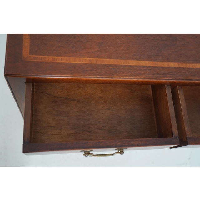 1980s Mahogany Inlaid 2 Drawer Console Table For Sale - Image 5 of 17