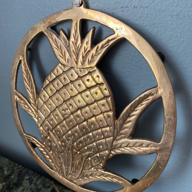 Southern Pineapple Brass Trivet Coasters - a Pair For Sale In Atlanta - Image 6 of 9