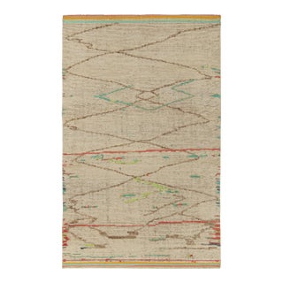 Rug & Kilim’s Moroccan Style Rug in Beige-Brown, Red and Green - 8'x10' For Sale