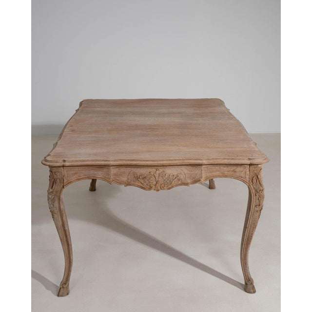 Early 20th Century France Weathered Whitewash Carved Cerused Oak Console For Sale - Image 4 of 11