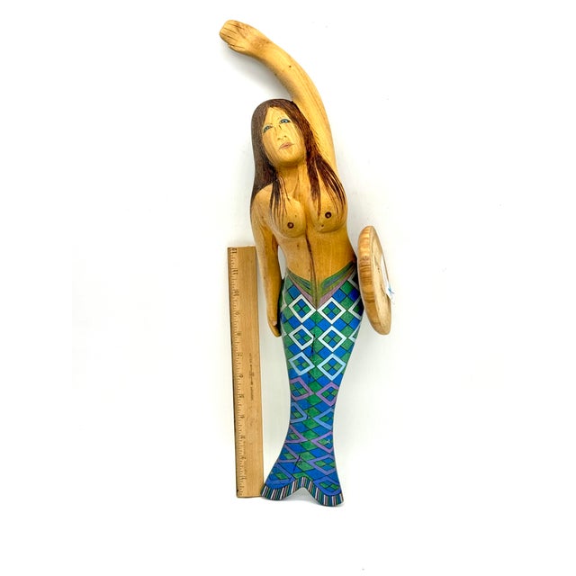 Wood Mermaid Figurine in the Style of Native American Arts & Crafts For Sale - Image 7 of 12