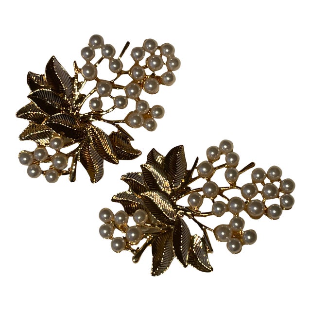 1930s Cluster Pearl/Gold Earings - 2 Pieces For Sale