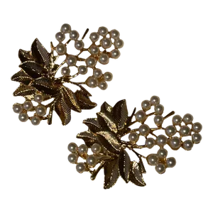 1930s Cluster Pearl/Gold Earings - 2 Pieces