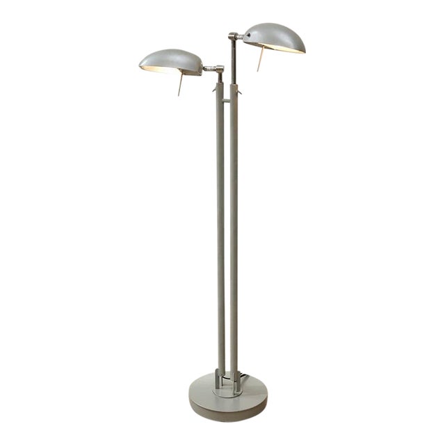 Vintage Double-Head Adjustable Dome Floor Lamp For Sale