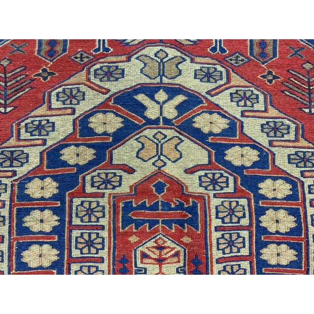 Large Vintage Afghan Red, Blue, and Beige Soumak Kilim Rug 245x153 cm For Sale - Image 6 of 10