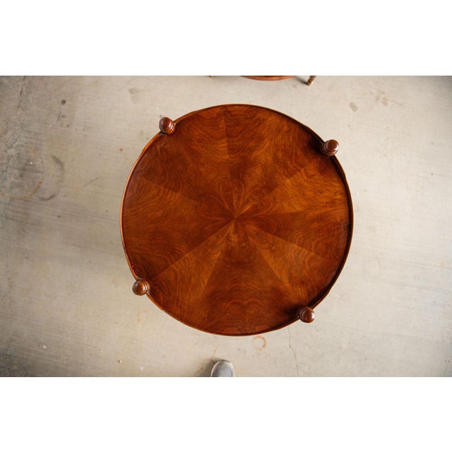 1960s 1960s Baker Round Walnut Side Tables, a Pair For Sale - Image 5 of 7