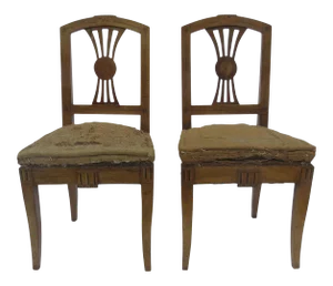 Early 19th Century Italian Side Chairs with Geometric and Floral Inlays - a Pair