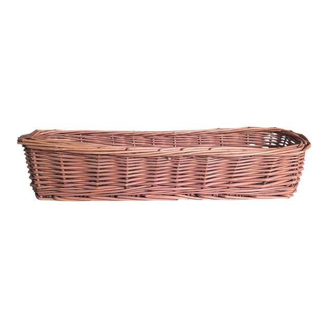 Vintage French Country Wicker Baguette Bread Basket For Sale