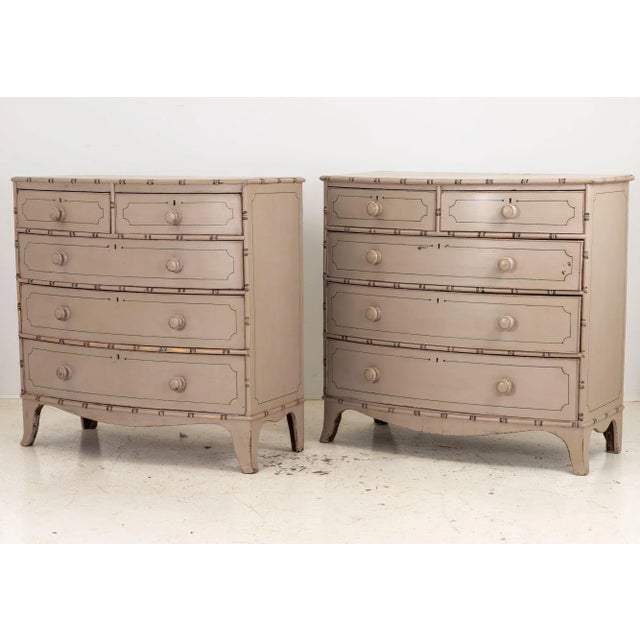 Pair of Faux Bamaboo Chests oF Drawers, French 19th Century For Sale - Image 4 of 12