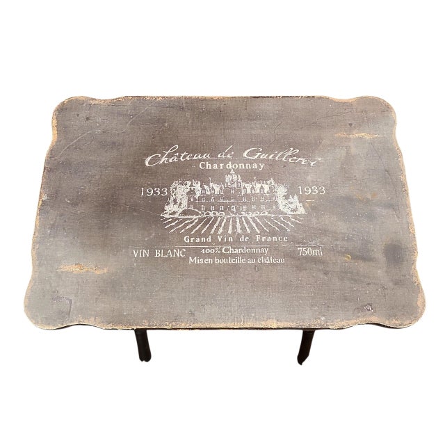 Lovely vintage French vineyard folding wine table in shabby chic finish, excellent condition. Marked for Chateau de...