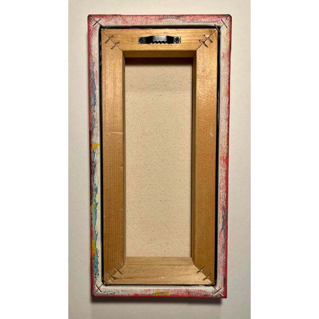 2010s Original Acrylic on Canvas Painting by California Artist Tezber Signed 12" X 6" For Sale - Image 5 of 7