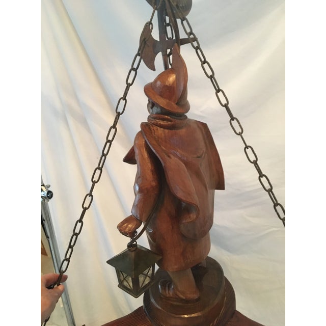 1930s German Carved Night Watchman Chandelier For Sale - Image 12 of 13