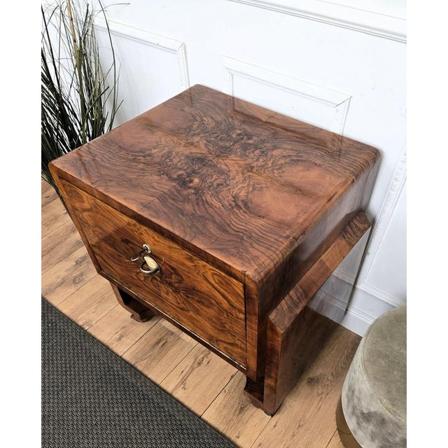 Brown Vintage Italian Art Deco Veneer Burl Wood Dry Bar Cart Cabinet, 1950s For Sale - Image 8 of 10