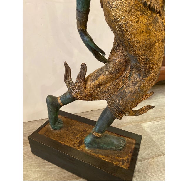Early 20th Century Thai Bronze Dancer Sculpture For Sale - Image 4 of 13