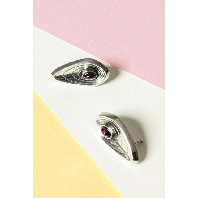 Silver and Garnet Earrings from Sven-Arne Gillgren, 1960s For Sale - Image 6 of 6