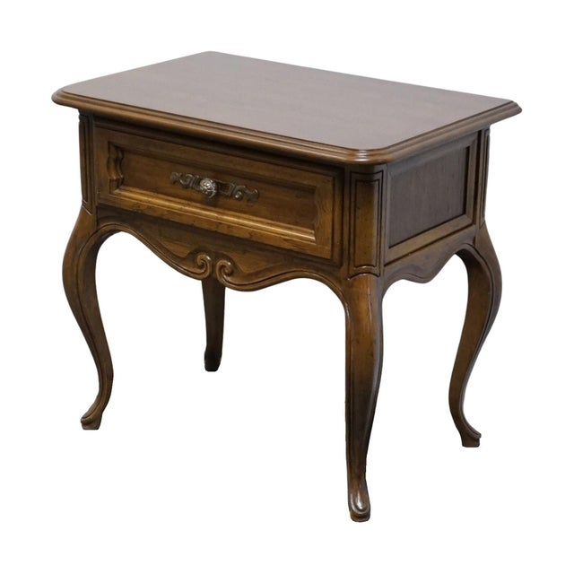 French Provincial Drexel Heritage Solid Pecan Country French Provincial 26" Nightstand For Sale - Image 3 of 11