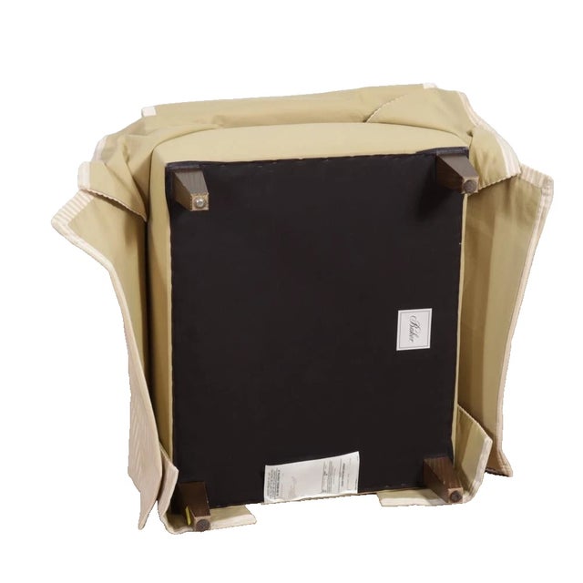 Ivory Baker Furniture Club Arm Chair With Matching Ottoman Ivory Velvet Ribbon Fabric For Sale - Image 8 of 8