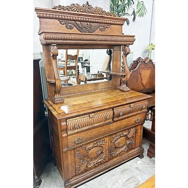 Late 19th Century Oak Buffet Sideboard Server For Sale - Image 10 of 10