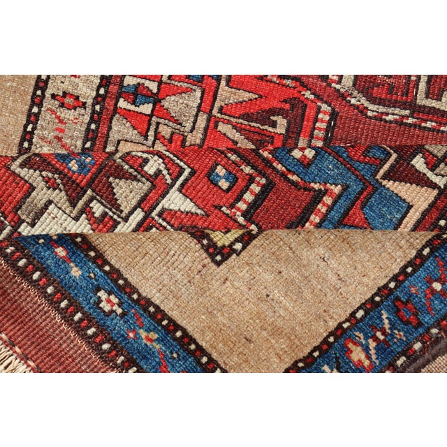 Antique Persian Camel Hair Serab Runner With Tribal Medallion Design Rug For Sale - Image 16 of 17
