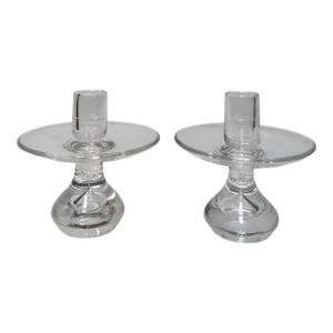 Pair of Steuben Crystal Teardrop Candlesticks