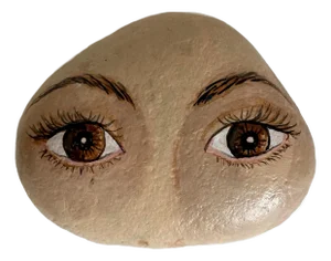 Hand-Painted Original Eyes Artwork on Rock Paperweight