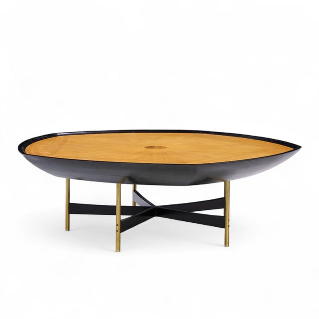 Paul Tuttle and Winsor White for Baker Furniture Transition Collection Oak and Brass Coffee Table This coffee table...