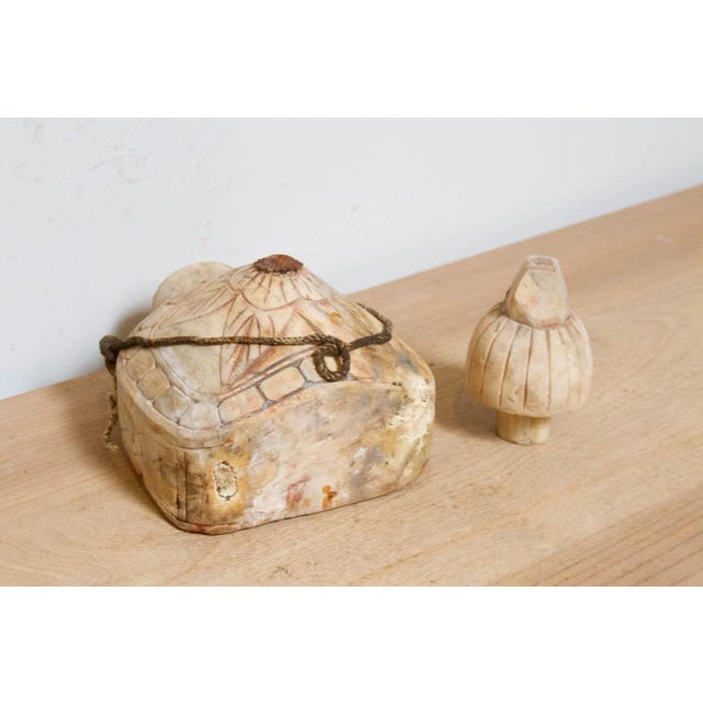 Vintage Decorative Carved Wooden Bottle For Sale - Image 4 of 6