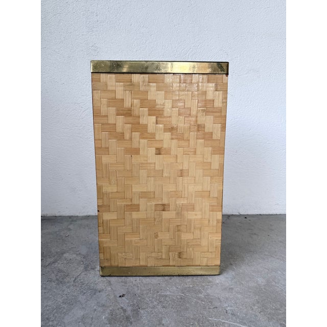 1960s Woven Wicker and Brass Umbrella Stand from Metal Linea Nova, 1960s For Sale - Image 5 of 18