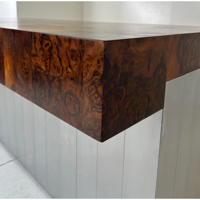 1970s Paul Evans Cityscape Executive Desk in Burl Walnut For Sale - Image 10 of 16