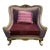 Lavender Silk Sofa Chair With Ornate Wood Frame and Pillow For Sale