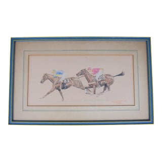 Finish West Hills Plate Winner-Alligator 1928 Pastel Drawing by Paul Brown For Sale