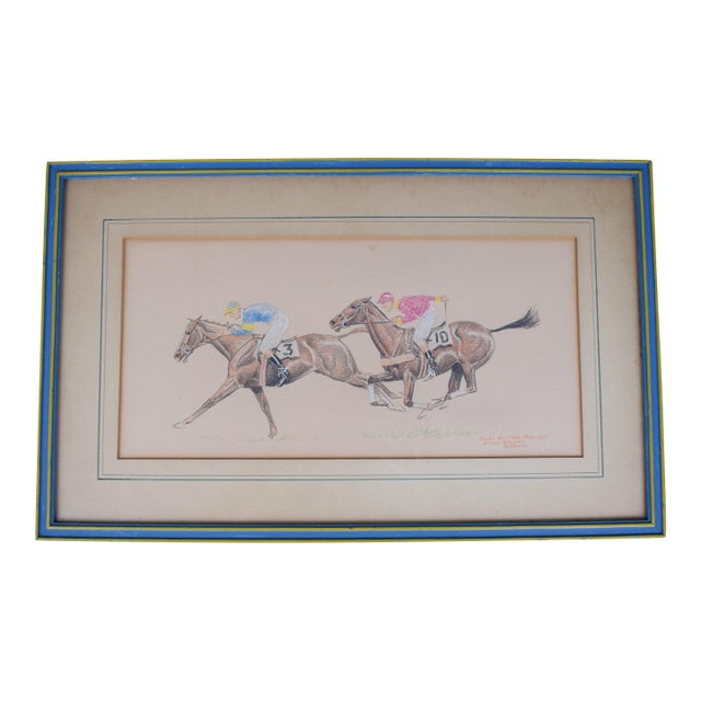 Finish West Hills Plate Winner-Alligator 1928 Pastel Drawing by Paul Brown For Sale