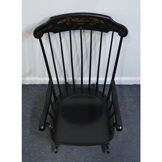 Ethan Allen Ethan Allen Hand Decorated Black Hitchcock Style Boston Rocker 14-9703 - 609 Finish For Sale - Image 4 of 10
