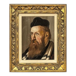 Unknown, the Cantor, Vintage Judaica European Oil Painting For Sale