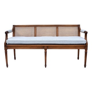 French Louis XVI Style Caned Settee For Sale