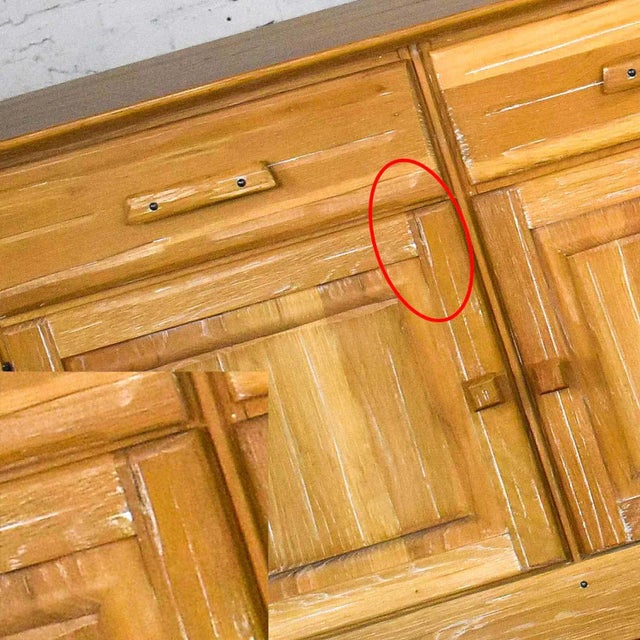 Wood Mid 20th Century Rustic Small Credenzas or Buffet Cabinets Ranch Oak by A. Brandt Company, a Pair For Sale - Image 7 of 13