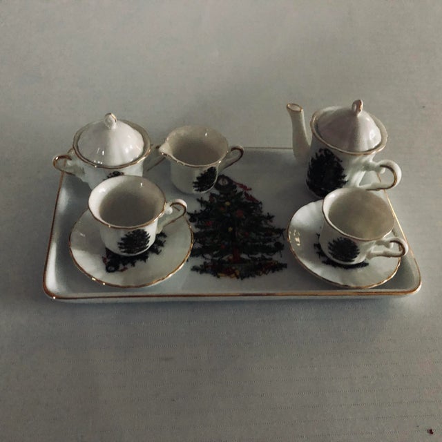 Ceramic Vintage Porcelain Miniature Christmas Decoration 10 Pieces Tea Sets For Sale - Image 7 of 7
